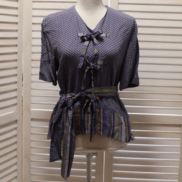 Doncaster Blue Rayon Peasant Blouse Size 4 NWT - Picture 1 of 5